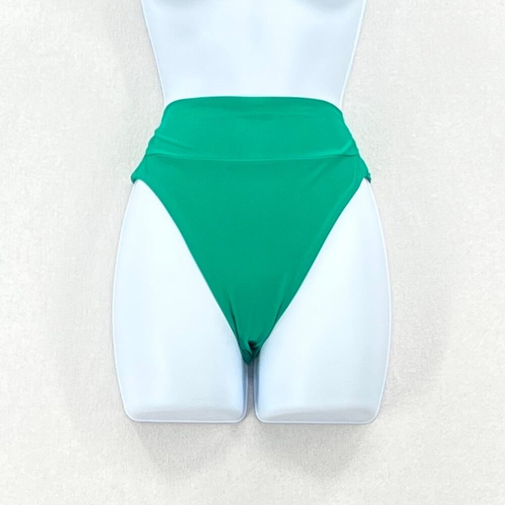 AERIE High Cut Cheeky Bikini Bottom Womens XS Teal Green High Waist Pull On NEW